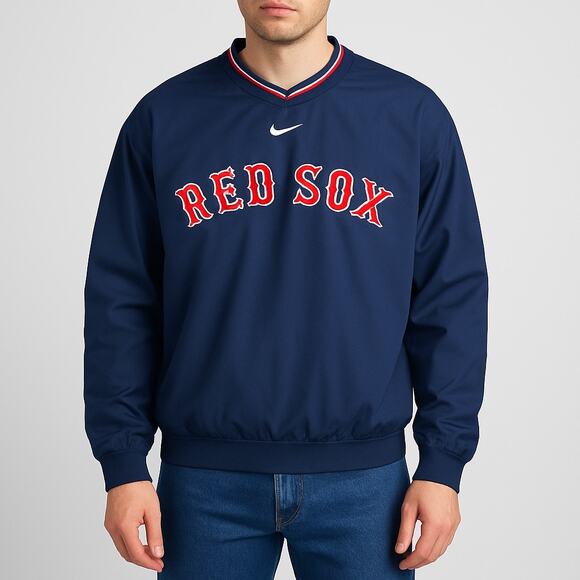 Nike Red Sox Vintage 90s Y2K Pullover Windbreaker XL Blue MLB Jacket - Picture 1 of 9